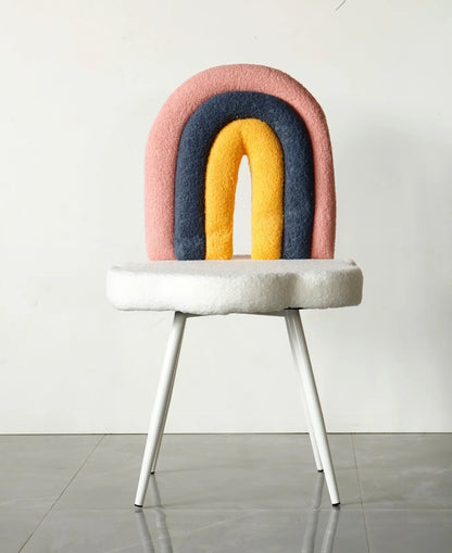 Kids Rainbow Chair with Boucle Fabric & White Metal Legs FURNIZA