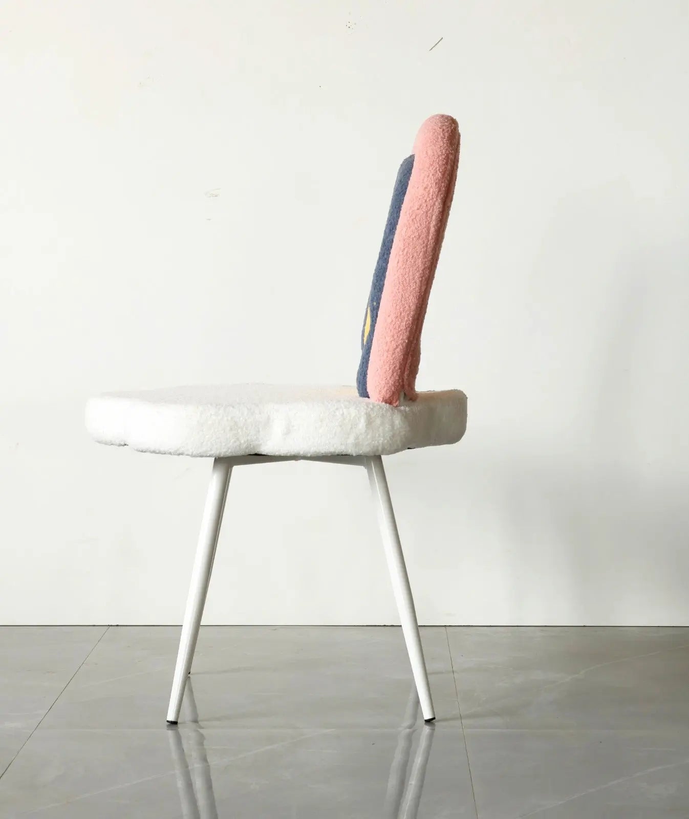 Kids Rainbow Chair with Boucle Fabric & White Metal Legs FURNIZA