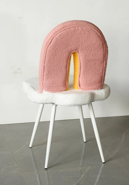 Kids Rainbow Chair with Boucle Fabric & White Metal Legs FURNIZA