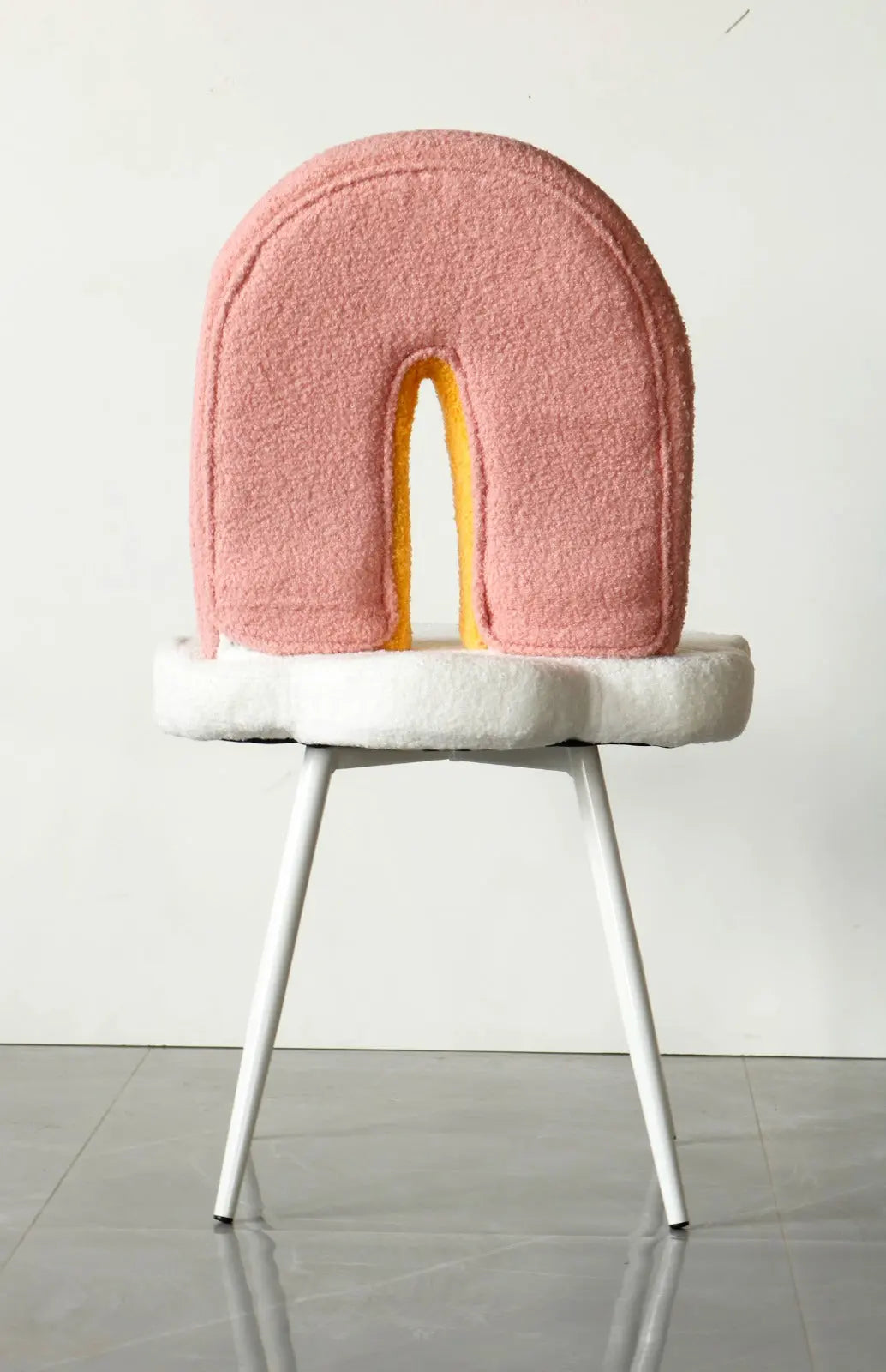 Kids Rainbow Chair with Boucle Fabric & White Metal Legs FURNIZA