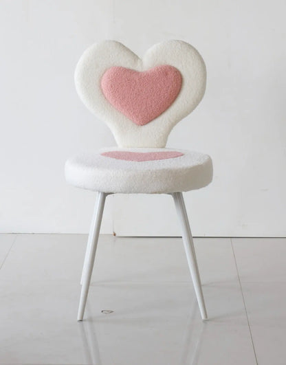 Kids Heart Chair with Pink & White Boucle Fabric – Love Edition FURNIZA