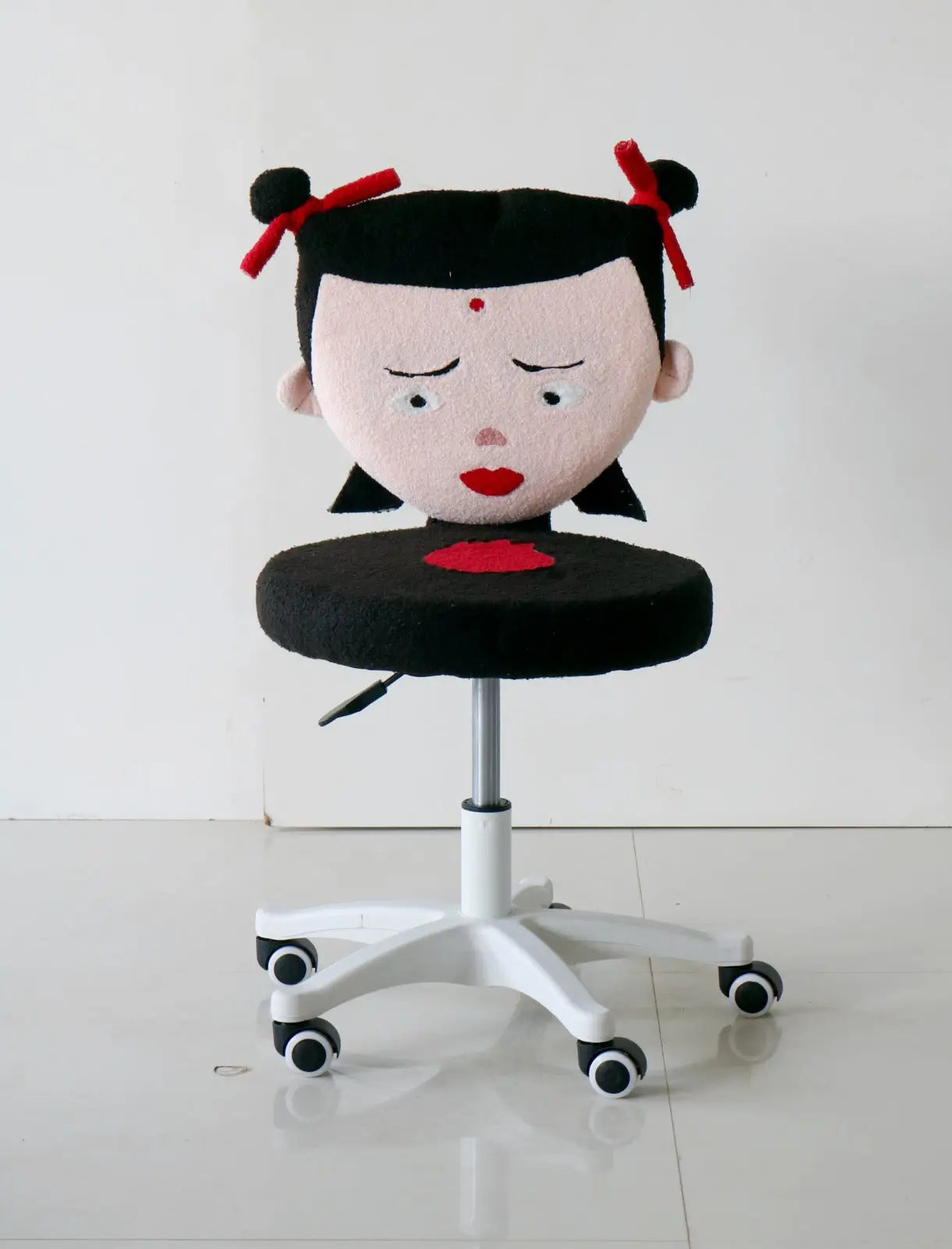 Kids Study Chair with Black & Red Character Design – Swivel Base FURNIZA