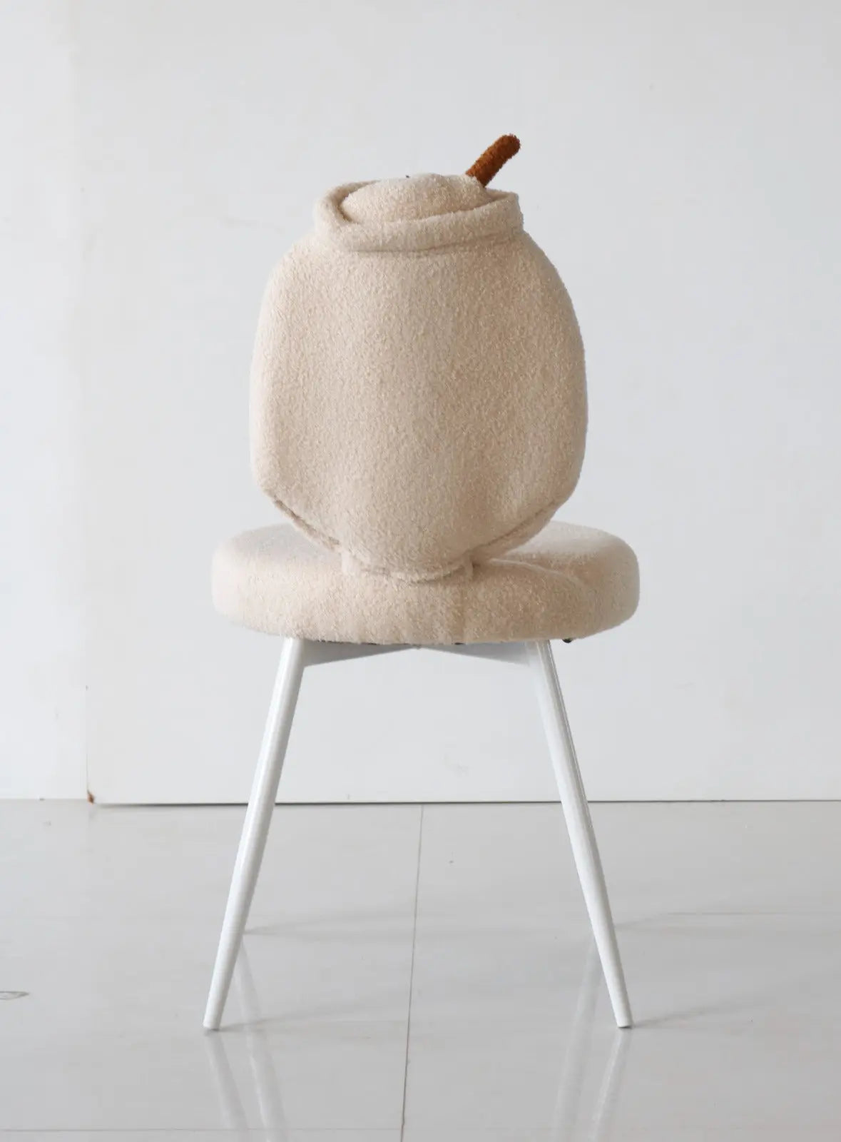 Kids Bubble Tea Chair with Beige Boucle Fabric & White Legs FURNIZA