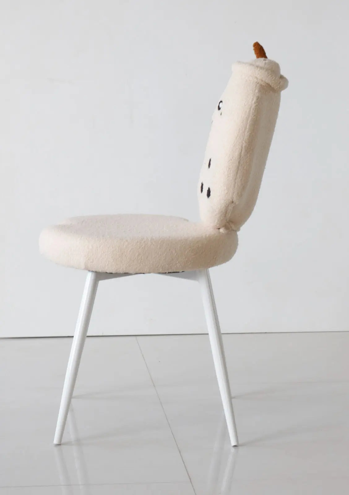 Kids Bubble Tea Chair with Beige Boucle Fabric & White Legs FURNIZA