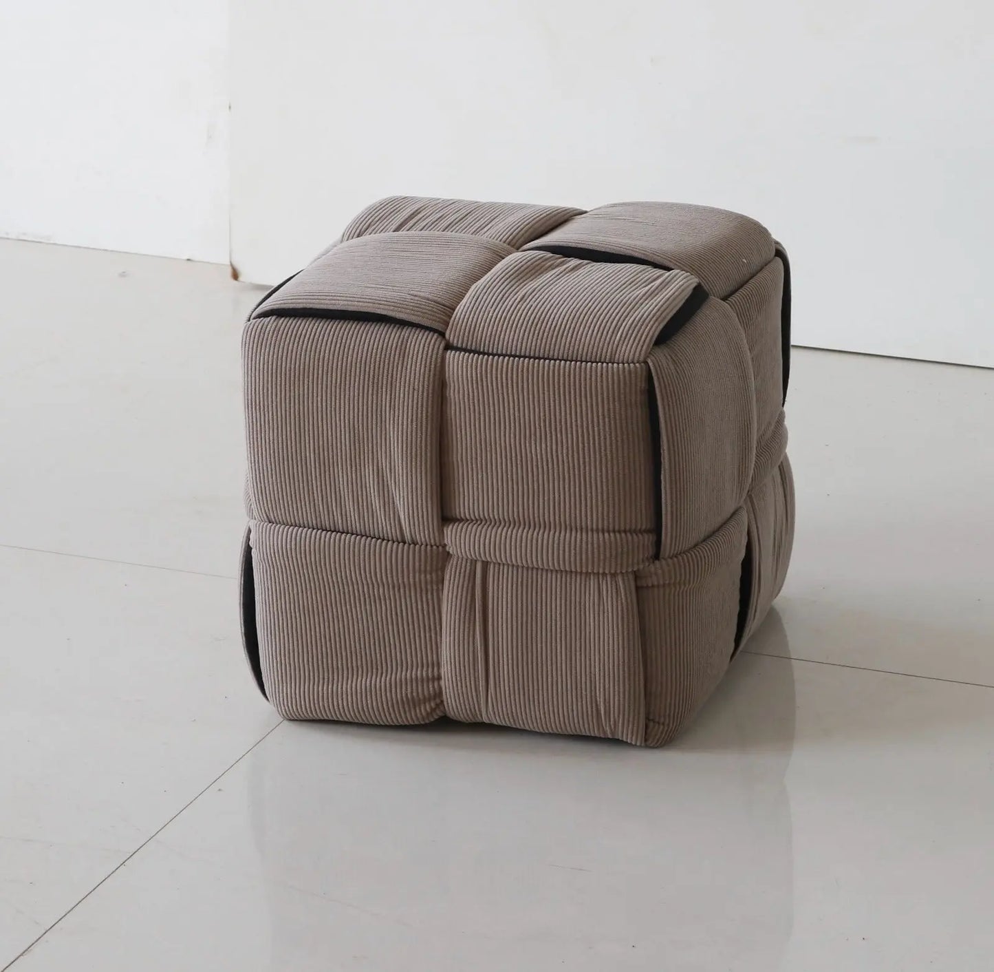 Soft Padded Corduroy Pouf for Kids – Grey FURNIZA