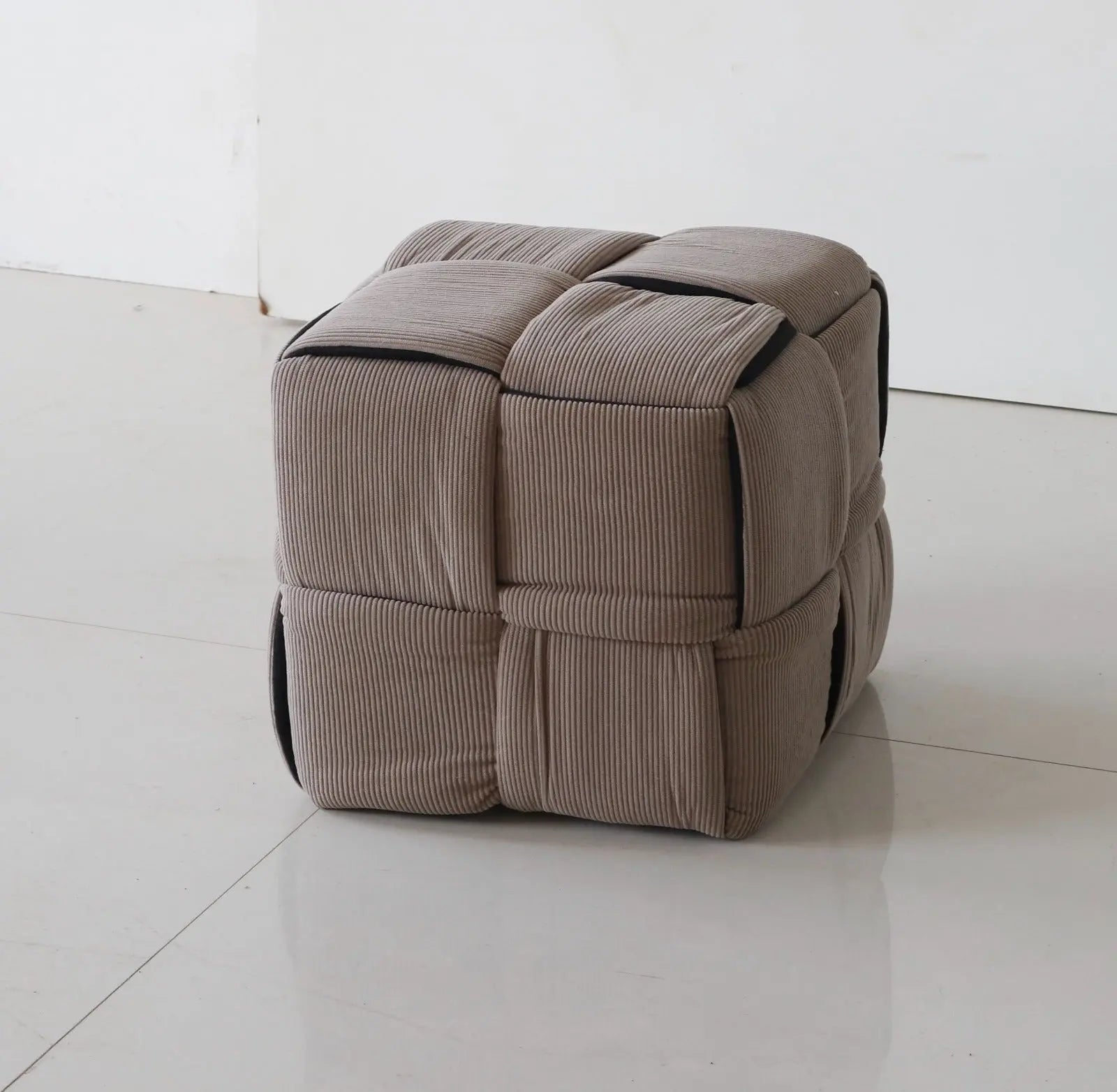 Soft Padded Corduroy Pouf for Kids – Grey FURNIZA