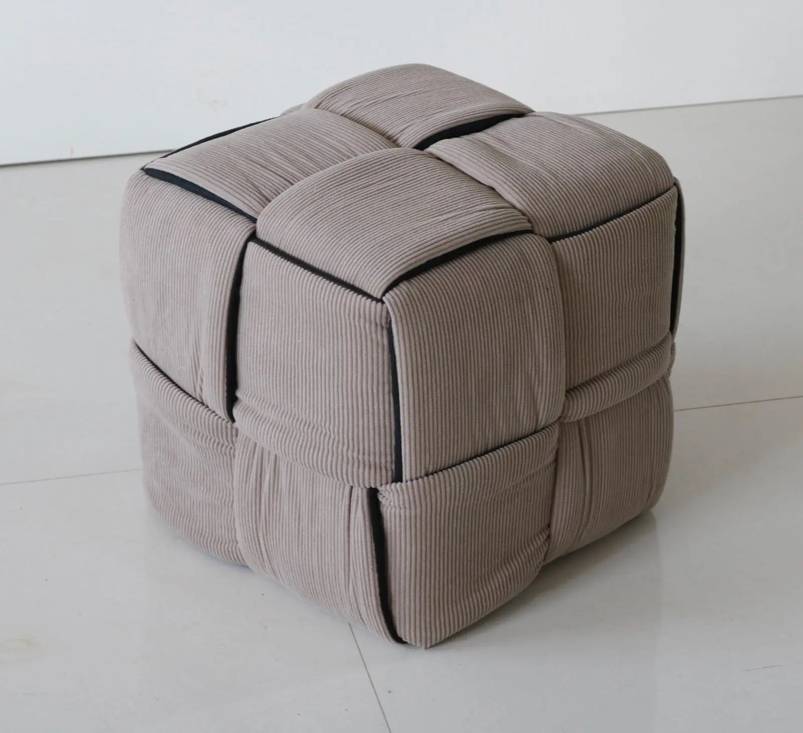 Soft Padded Corduroy Pouf for Kids – Grey FURNIZA