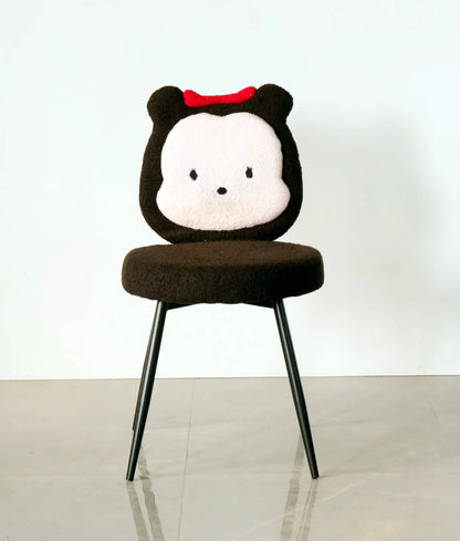 Kids Minnie Theme Chair – Black & White with Red Bow FURNIZA