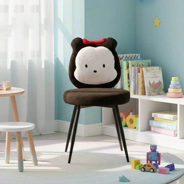 Kids Minnie Theme Chair – Black & White with Red Bow FURNIZA