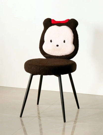 Kids Minnie Theme Chair – Black & White with Red Bow FURNIZA