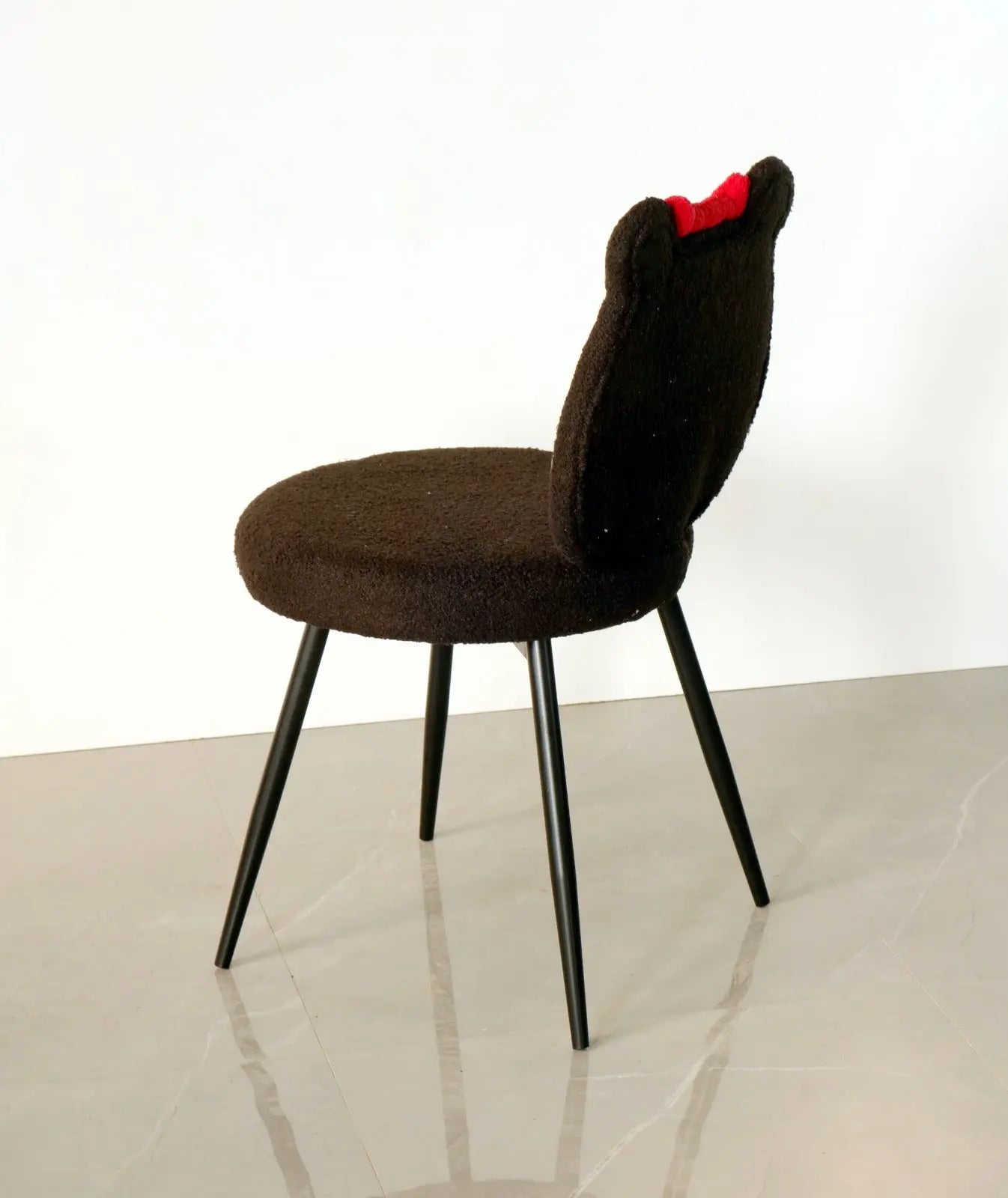 Kids Minnie Theme Chair – Black & White with Red Bow FURNIZA