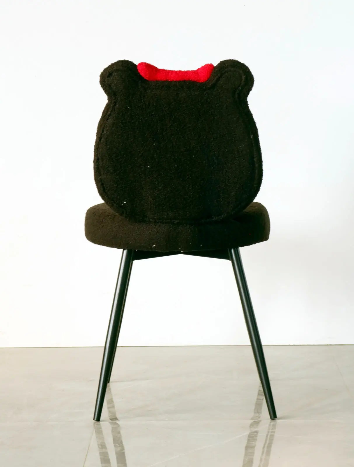 Kids Minnie Theme Chair – Black & White with Red Bow FURNIZA