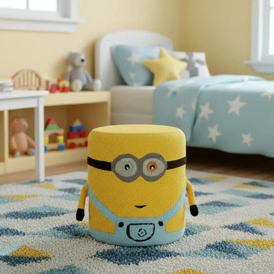 Minion Theme Kids Pouf – Yellow & Blue FURNIZA