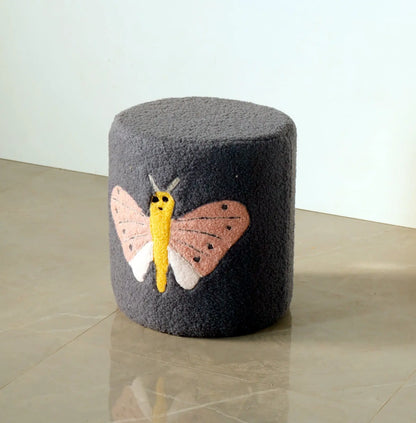 Butterfly Kids Pouf – Grey & Yellow FURNIZA