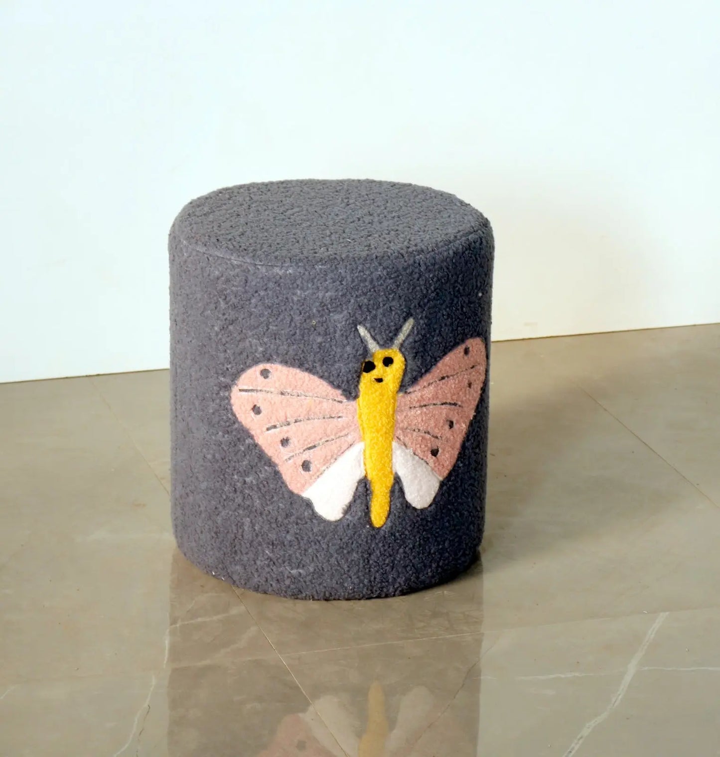 Butterfly Kids Pouf – Grey & Yellow FURNIZA