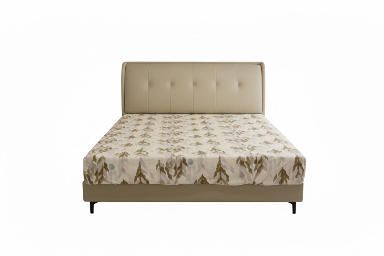 Modern Beige Upholstered King Bed 180×200 cm – Premium Comfort