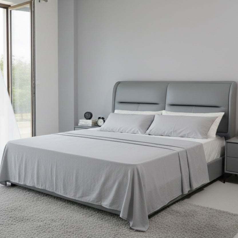 Modern Grey Upholstered King Bed 180×200 cm – Premium Comfort
