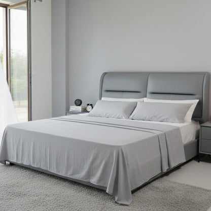 Modern Grey Upholstered King Bed 180×200 cm – Premium Comfort