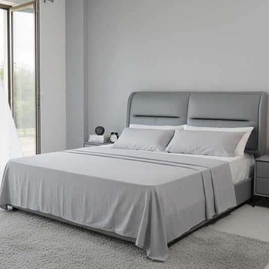 Modern Grey Upholstered King Bed 180×200 cm – Premium Comfort