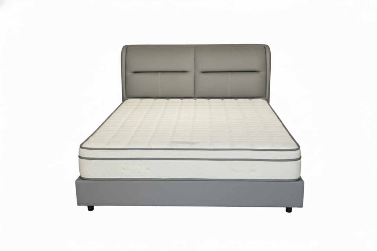 Modern Grey Upholstered King Bed 180×200 cm – Premium Comfort