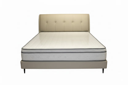 Elegant Cream Upholstered King Bed 180×200 cm – Premium Comfort