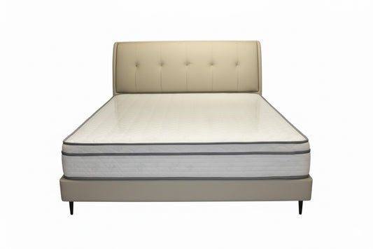Elegant Cream Upholstered King Bed 180×200 cm – Premium Comfort