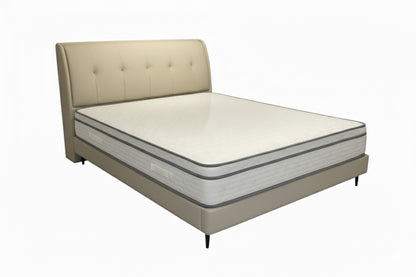 Elegant Cream Upholstered King Bed 180×200 cm – Premium Comfort