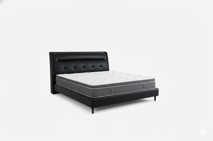 Luxury Black Upholstered King Bed 180×200 cm – Modern Sleek Design