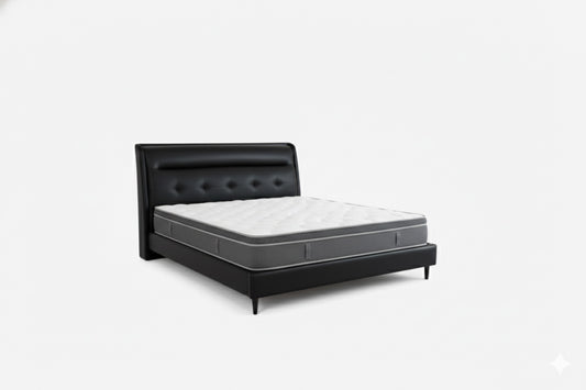 Luxury Black Upholstered King Bed 180×200 cm – Modern Sleek Design