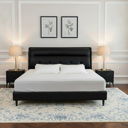 Luxury Black Upholstered King Bed 180×200 cm – Modern Sleek Design