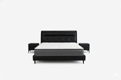 Luxury Black Upholstered King Bed 180×200 cm – Modern Sleek Design