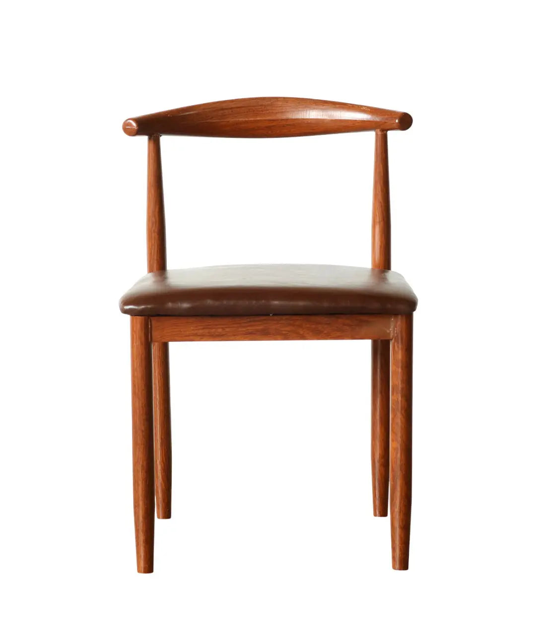 Brown Leatherette Dining Chair – Iron Frame Wooden Look FURNIZA