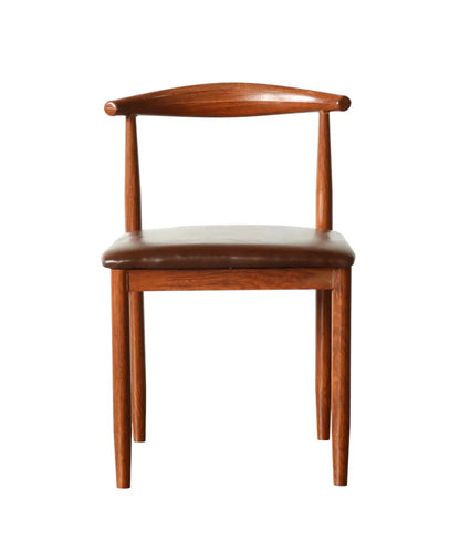 Brown Leatherette Dining Chair – Iron Frame Wooden Look FURNIZA