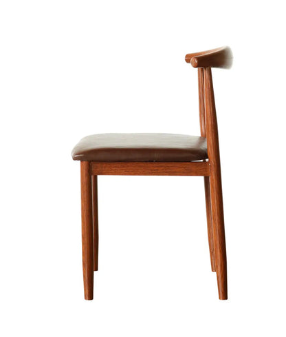 Brown Leatherette Dining Chair – Iron Frame Wooden Look FURNIZA