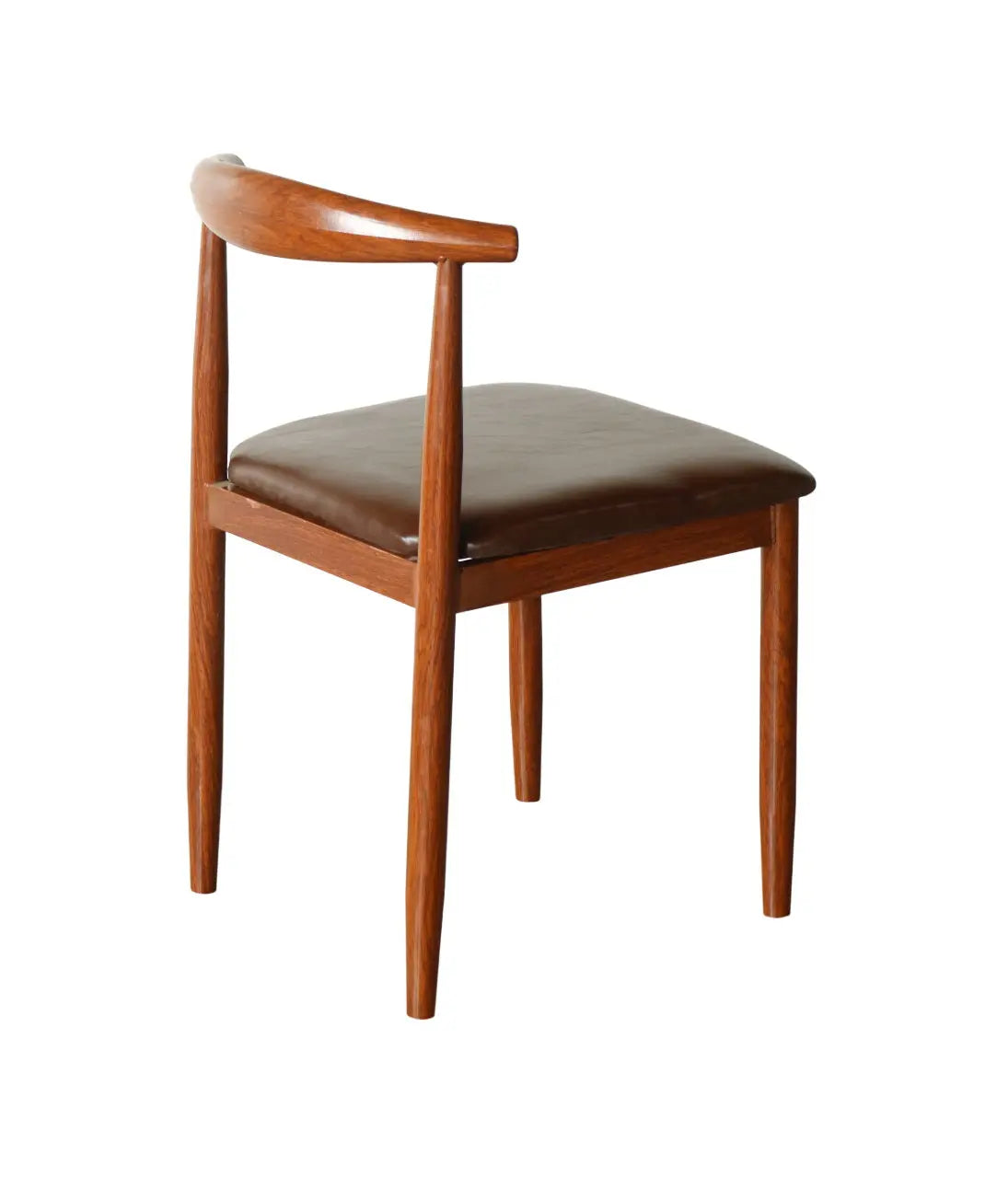 Brown Leatherette Dining Chair – Iron Frame Wooden Look FURNIZA