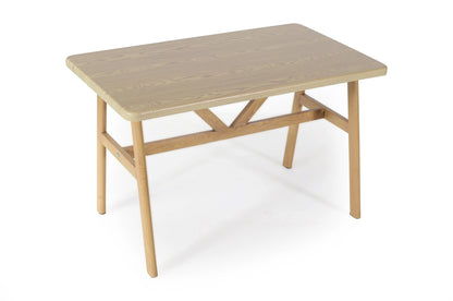6 Seater Dining Table – Natural Finish Modern Rectangular Table Furniza