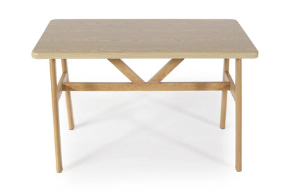 6 Seater Dining Table – Natural Finish Modern Rectangular Table Furniza
