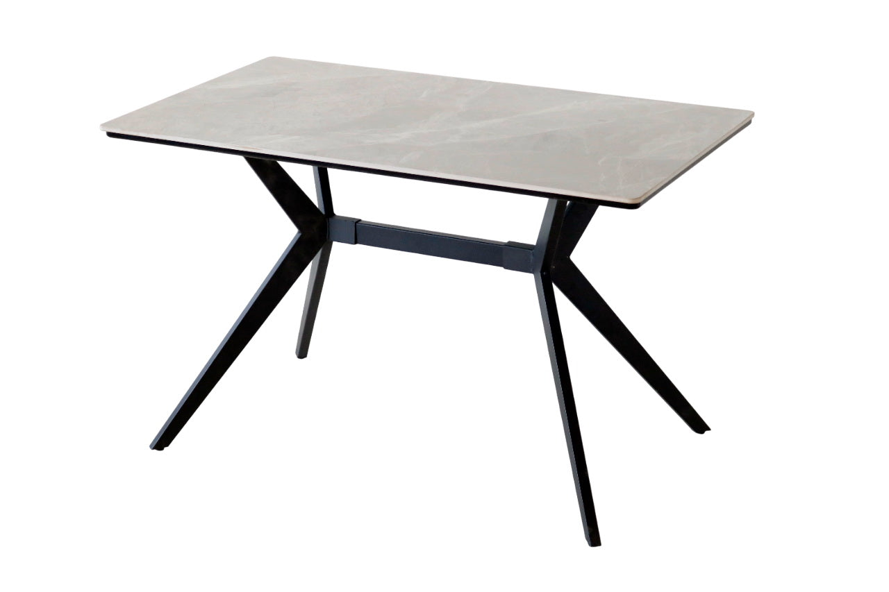 4 Seater Dining Table Set with Grey Marble-Finish Top