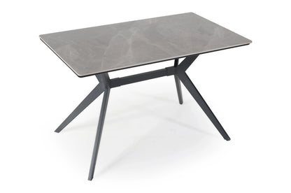6 Seater dining table with Marble Finish top – Modern Rectangular Table with Iron Base FURNIZA