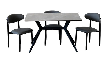 6 Seater dining table with Marble Finish top – Modern Rectangular Table with Iron Base FURNIZA