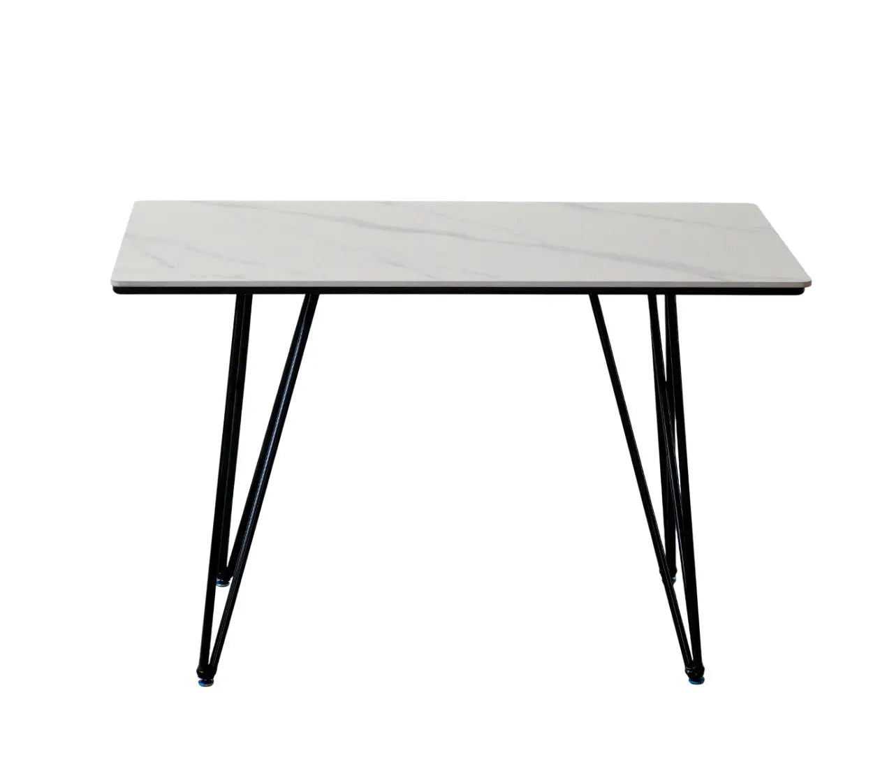 Modern 4 Seater Dining Table Set with Marble Finish & Upholstered Chairs FURNIZA