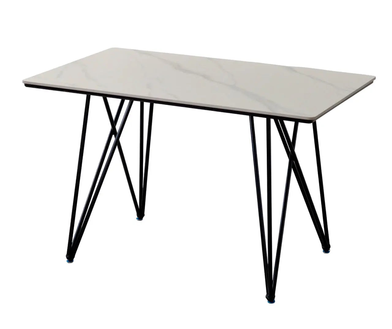Modern 4 Seater Dining Table Set with Marble Finish & Upholstered Chairs FURNIZA