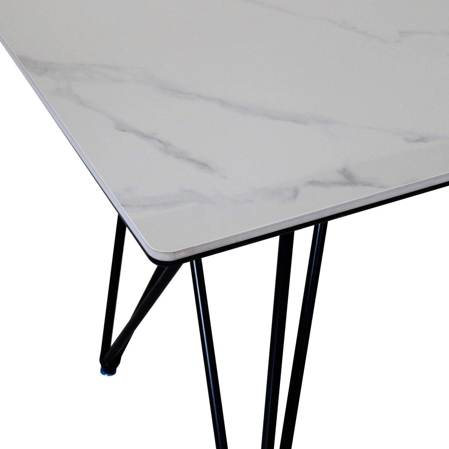 Modern 4 Seater Dining Table Set with Marble Finish & Upholstered Chairs
