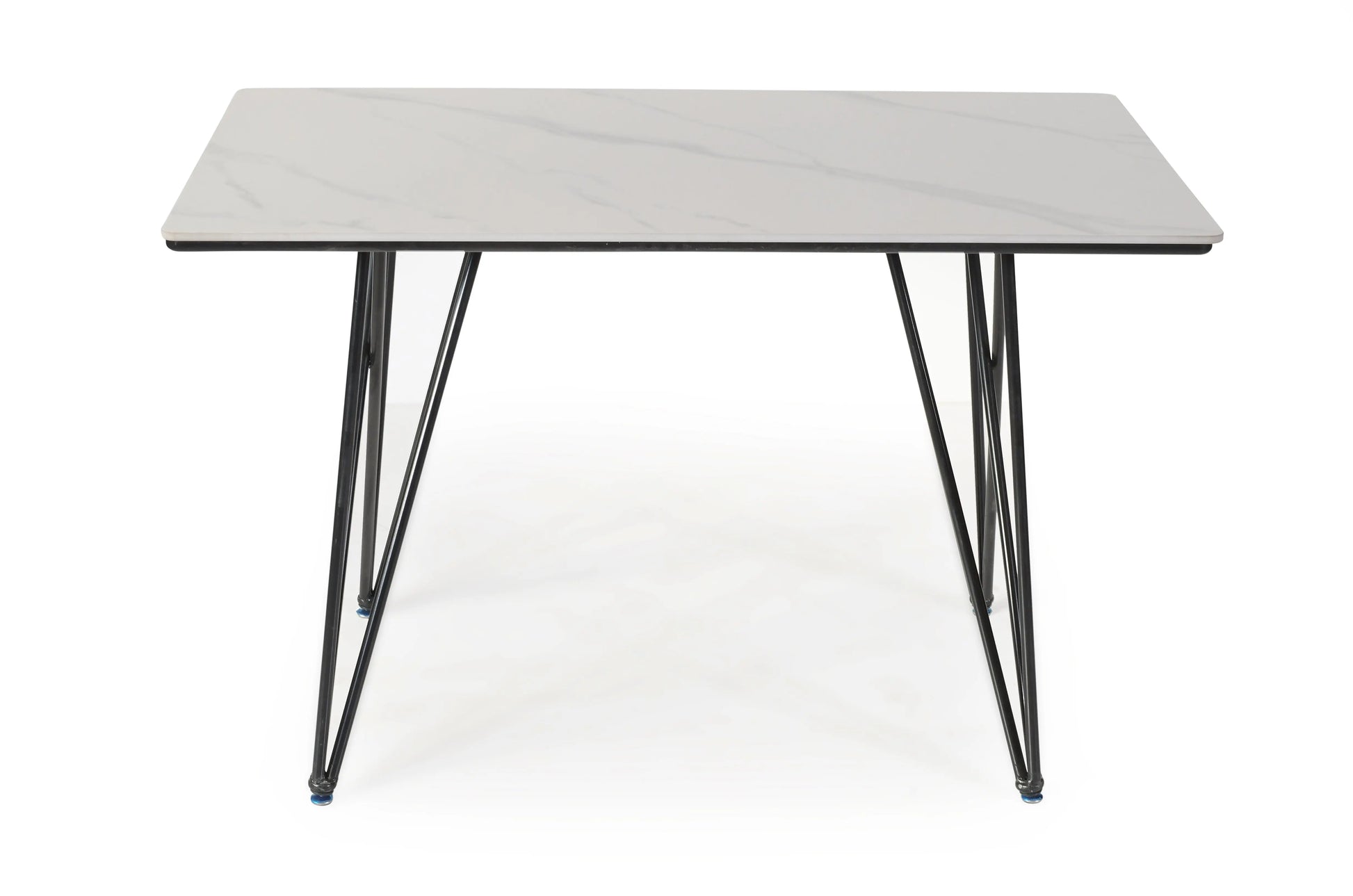 Marble Finish Dining Table – Modern Rectangular Table with Metal Legs FURNIZA