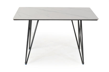 Marble Finish Dining Table – Modern Rectangular Table with Metal Legs FURNIZA