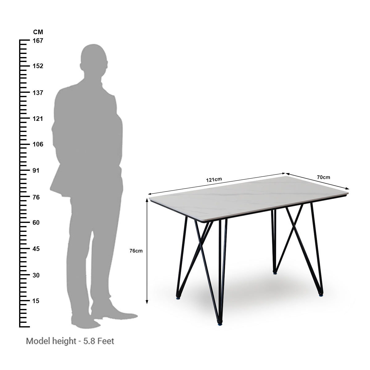 Modern 4 Seater Dining Table Set with Marble Finish & Upholstered Chairs
