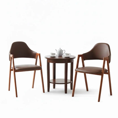 Contemporary Iron Frame Chair with Brown Leatherette Upholstery (Set of 4 Chairs) FURNIZA