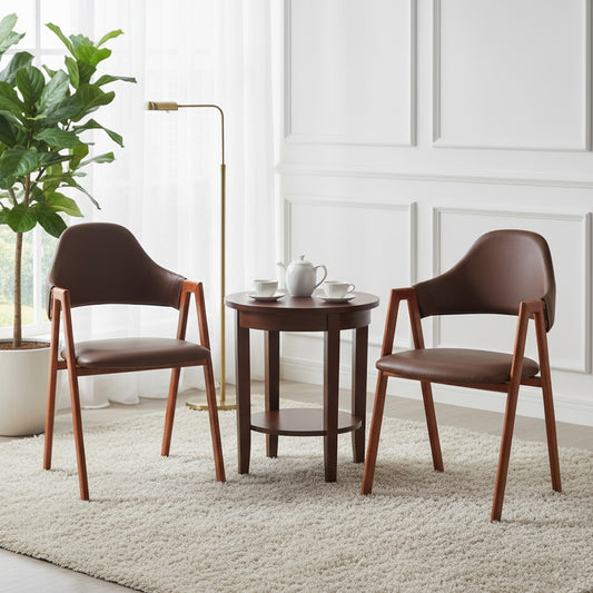 Contemporary Iron Frame Chair with Brown Leatherette Upholstery (Set of 4 Chairs) FURNIZA