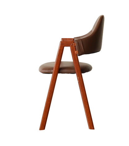 Contemporary Iron Frame Chair with Brown Leatherette Upholstery FURNIZA