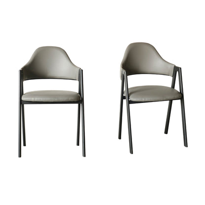 Modern Grey Leatherette Chair with Sturdy Iron Frame (Set of 4 Chairs) Furniza
